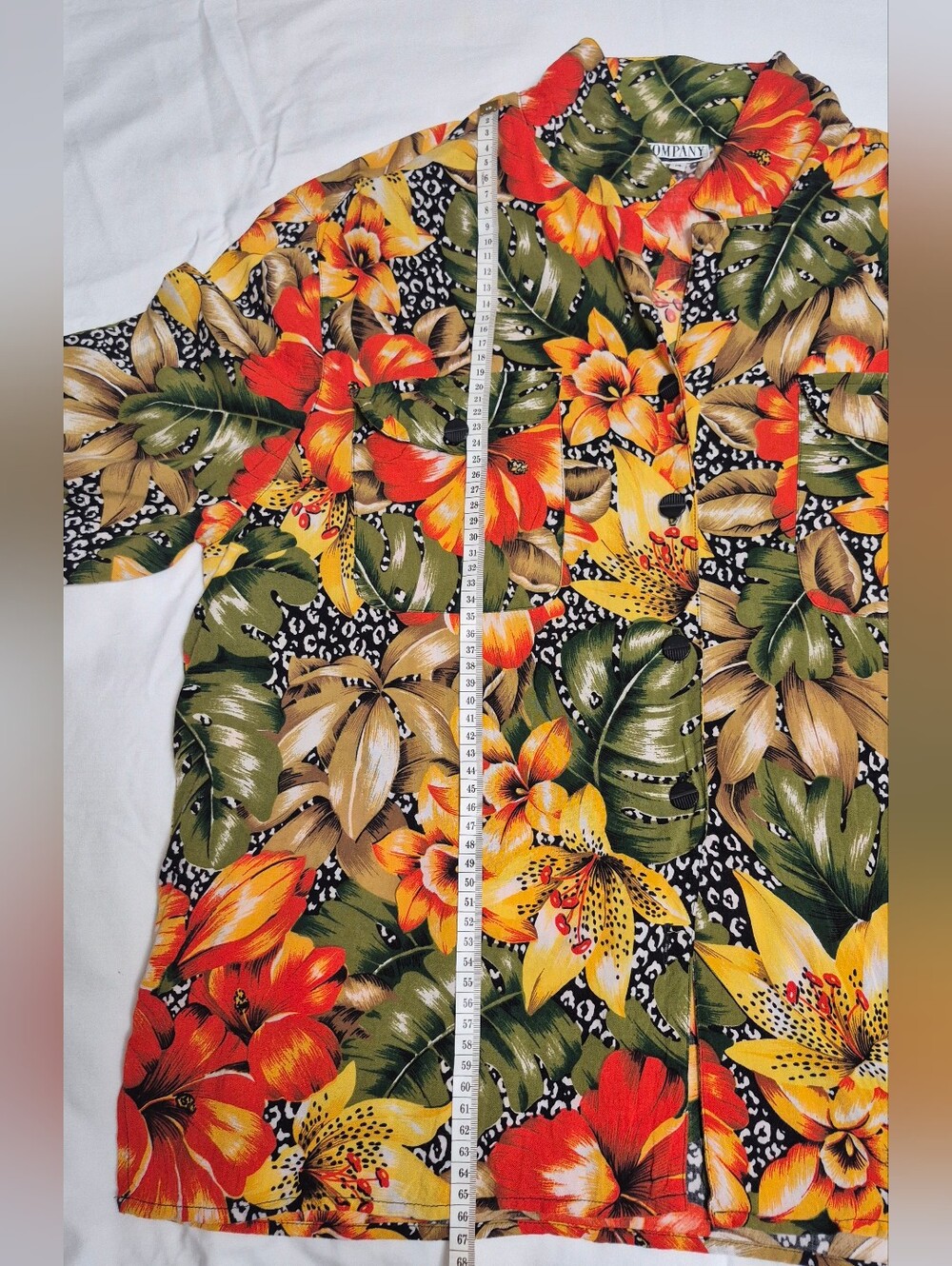 SK & Company Tropical Floral Button-Up Shirt Rayon Size 14 - Picture 9 of 10